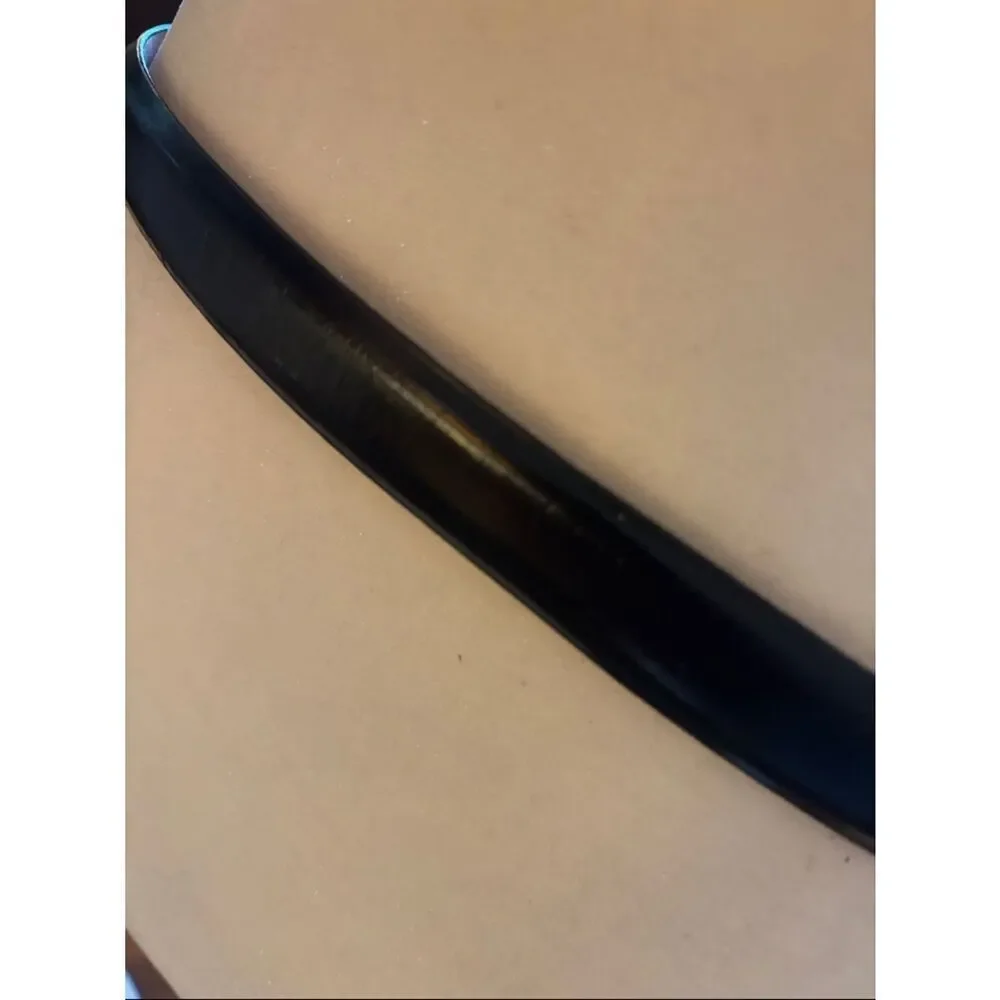 Talbots Black Slim Leather Belt with Silver Buckle - L